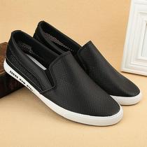 Leather breathable summer single shoes Korean version of the trend of all kinds of hollow leather shoes mens casual hole shoes lightweight loafers men