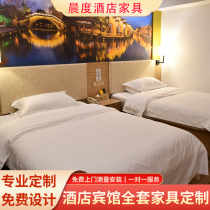 Hotel bed Hotel furniture Standard room Full set standard room Guest room bed Apartment bed and breakfast furniture bed Hotel bed professional customization