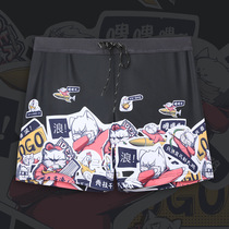 Swimming trunks mens anti-embarrassing flat corner professional swimsuit mens large size five-point swimming trunks set quick-drying hot spring swimming trunks