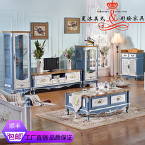 American hipster light color living room combination TV cabinet coffee table wine cabinet living room combination set