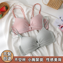 Sexual beauty back underwear girls students gather no trace no steel ring Xiaowen bra set adjustment summer thin