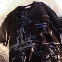 Graffiti Design Sense American Retro vintage Loose Short Sleeve T-shirt Women 2021 New Summer Jacket ins Tide