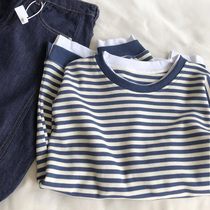 Lazy fake two pieces of stitching casual sweater womens 2021 Autumn New Korean version of round neck loose long sleeve pullover top