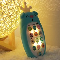 Baby can bite tooth glue baby light music mobile phone childrens early education toy puzzle story machine pig telephone
