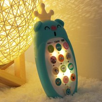 Baby can bite tooth glue baby light music mobile phone childrens early education toy puzzle story machine pig telephone