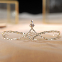 ETE Bride Wedding crown Tiara Korean exquisite Birthday banquet Princess crown Wedding white yarn semicircle Queen crown