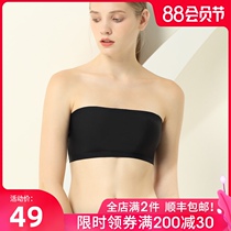 Strapless underwear womens rimless invisible bra thin non-slip bandeau small chest gathered chest wrap chest anti-naked bra