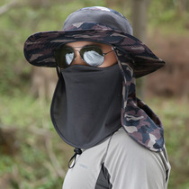 Spring and summer hats for men and women outdoor sun sun hats camouflage fisherman hats big eaves sun hats anti-mosquito fishing caps