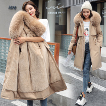 Pike clothing women plus velvet 2021 New down cotton long Korean version size fat mm cotton padded jacket thick