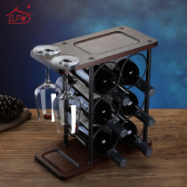 Home solid wood red wine cup holder creative hanging upside down tall cup holder European style simple wine bottle wine cabinet decoration decoration