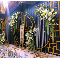 New Chinese wrought iron wedding concentric circle screen wedding stage retro background window decorative ornaments arch