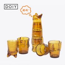 Spain Doiy imported cute cat water cup creative stacking glass set juice cup living room home
