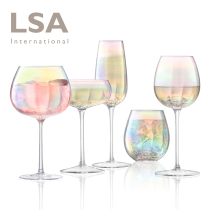 British LSA Pearl Rainbow goblet Red wine glass sub champagne glass Gradient color glass wine glass handmade