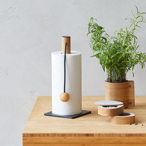 Danish Lind Dna Creative kitchen towel holder vertical desktop tissue holder solid wood leather roll paper holder