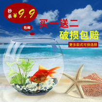 Creative glass fish tank transparent round goldfish tank ecological Open Mini small landscape fish tank ball fish tank