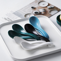 Nordic Ceramic Large Soup Spoon Matte Spoon Long Handle Rice Spoon Creativity Small Spoon Home Eating Spoon Spoon Spoon Spoon Spoon