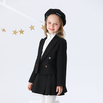Childrens suit suit girl Korean pleated skirt middle-aged childrens small suit jacket English style catwalk dress