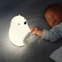 The big white bear childrens night light LCD display digital mute students use alarm clock battery with backlit bedside lamp