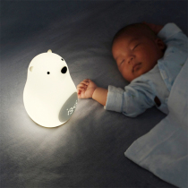Find funny big white Bear Childrens night light LCD display digital mute student alarm clock battery with backlight bedside lamp