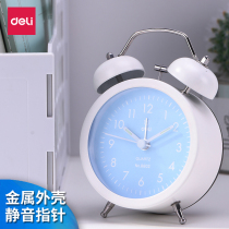 Deli metal alarm clock Student cute loud sound alarm Children cartoon alarm Home bedroom large alarm clock