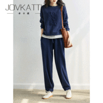 JOVKATTI casual fashion sports suit LAZY WIND Lean Splicing Wee Jacket Tightness Waist Pants Suit Woman