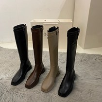 ITSK boots female winter boots thick-soled boots Brown plus velvet thick heeled high-barreled Knight boots