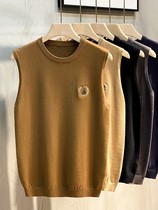 Sleeveless sweater vest mens 2021 autumn and winter New Korean trend round neck knitwear sleeveless waistcoat