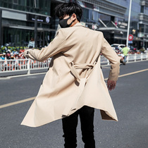 Design sense windbreaker jacket men Korean trend British style casual long coat men handsome over the knee spring and autumn