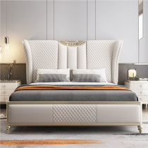 Italian light luxury bed High-end luxury master bedroom Atmospheric full solid wood double American bed Modern light luxury wind bed Wedding bed
