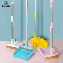 Japanese and craftsman broom dustpan set combination home rotating head non-stick hair net red standing broom broom