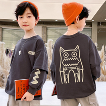 Boy fried street clothes spring and autumn 2021 new childrens bottoming pullover