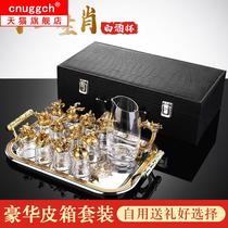 Twelve Chinese Zodiac white wine dispenser set household Chinese glass wine set 12 small wine glasses