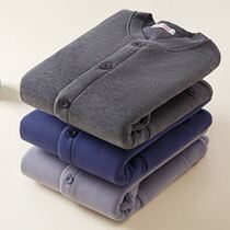 Middle-aged and elderly thermal underwear men thick cotton single-piece coat winter cold-proof old man father super thick warm clothes