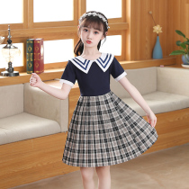  Girls dress summer thin section 2021 new medium and large childrens plaid skirt fashionable foreign style girl princess skirt summer