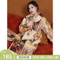 Clip Cotton Sleeping Gown Lady Winter Long style Garvelour Thickened Printed Sleeping Clothes Autumn Winter New Fashion Warm Family Clothes can be worn outside
