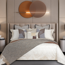 Lees Stay-at-home Modern Minimalist Wind Black & White Grey Plaid Series Pure Color Furniture Showroom Special Bed Goods