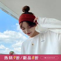 Hair band female Net red Korean wide-brimmed headgear knitted Spring and Autumn Tide wool headband solid color wash face hair band hair band hair hoop female