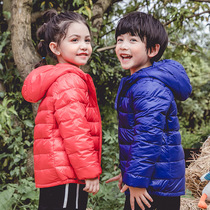 Childrens light down jacket Winter hooded warm jacket Childrens clothing Male baby quilted jacket Girl childrens cotton coat