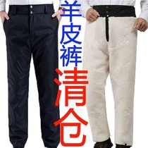 Middle-aged and elderly cotton pants wool liner leather cotton pants for men and women high waist thickened and loose leather wool one warm pants