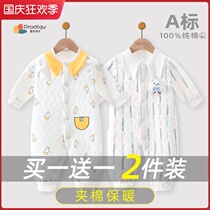 Newborn baby conjoined clothes autumn and winter set cotton warm newborn baby climbing clothes cotton pajamas