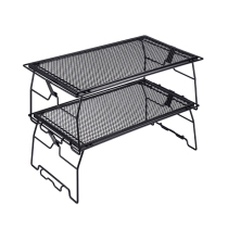 CAMPINGMOON KERMAN OUTDOOR CAMPING SIDERNET MULTIPURPOSE FOLDING TABLE SHELF Heat Resistant Barbecue Table Iron Contained