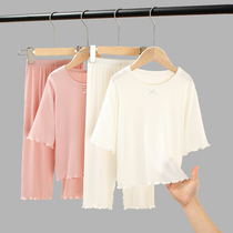 Modal Girls Short Sleeve Pajamas Summer Thin Spring and Autumn Baby Home Clothes Set Little Girl Princess Air Conditioning Clothing