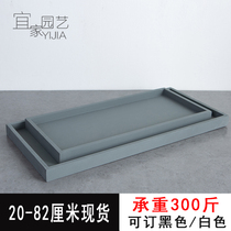 Rectangular imitation cement flower pot base tray large thick deep water pad bottom black and white plastic Nordic style household