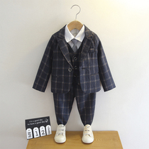 Childrens suit suit boy 2021 New Korean casual plaid foreign style small host flower girl dress male tide