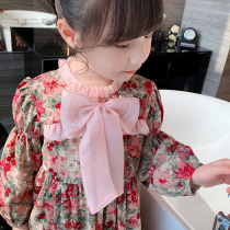 Girls broken floral dress 2022 new female palate dress code style skirt butterfly knot foreign air CUHK Girl princess dress
