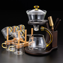 Transparent glass lazy teacup set household magnetic water automatic tea set kung fu teapot tea light luxury small