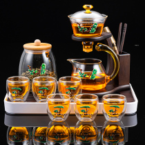 Glass semi-automatic magnetic tea set set home living room kung fu tea cup teapot lazy man tea artifact small set