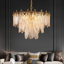 Light luxury all-copper chandelier post-modern living room simple creative restaurant bedroom designer lamps European American copper lamp