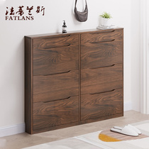 Ultra-thin pure solid wood 17cm thick oak logs 1 8-1 61 2-1 meters ultra-thin custom 1 4-walnut color shoe cabinet