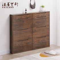 Ultra-thin pure solid wood 17cm thick oak logs 1 8-1 61 2-1 meters ultra-thin custom 1 4-walnut color shoe cabinet